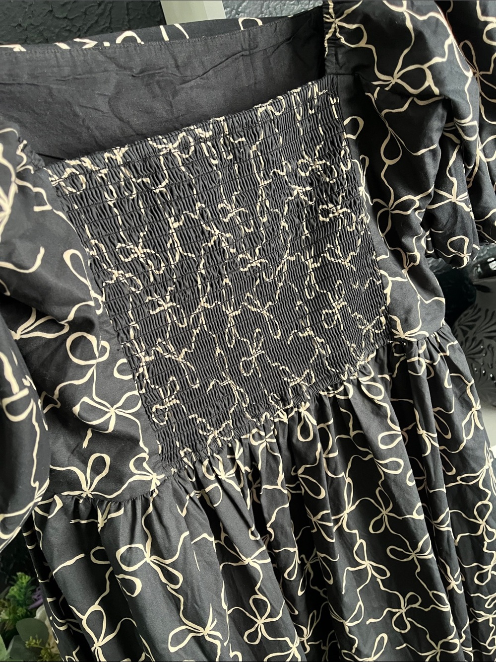 Abercrombie & Fitch Black Midi Dress with Cream Swirl Print - Picture 10 of 13